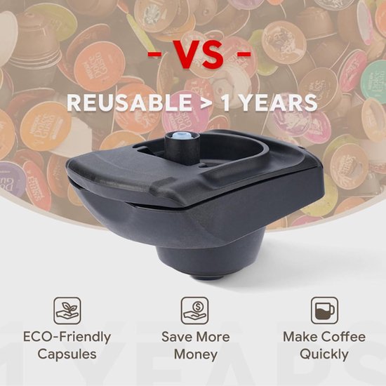 FOXNSK Adaptateur de capsules de café réutilisable, adaptateur de capsules de café rechargeable pour machine Dolce Gusto edgLUMIO DG325 avec tamper à café de 41 mm et support d'adaptateur