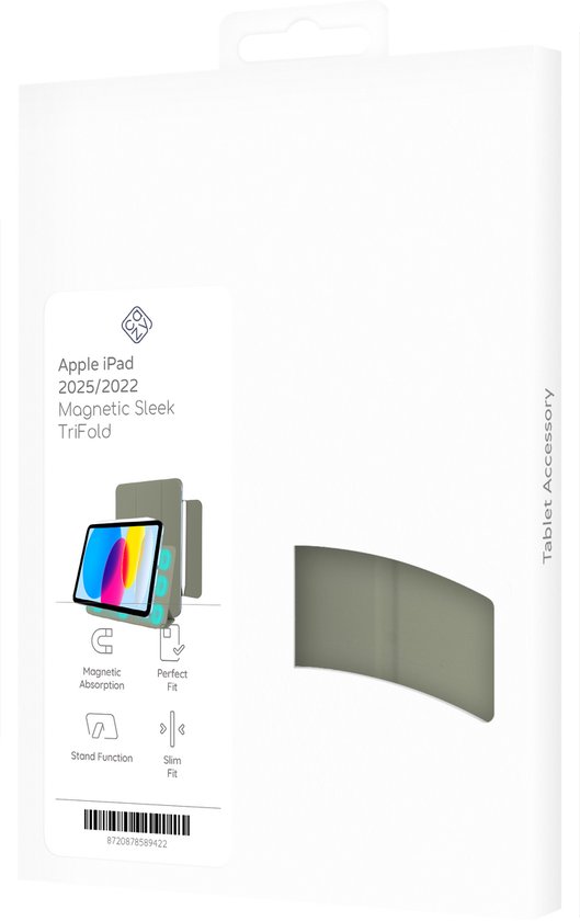 Étui pour tablette Cazy compatible avec Apple iPad 2025 (11e génération) / iPad 2022 (10e génération) 11 pouces - Fonction Sleep/réveil - Fixation magnétique - Vert Sage