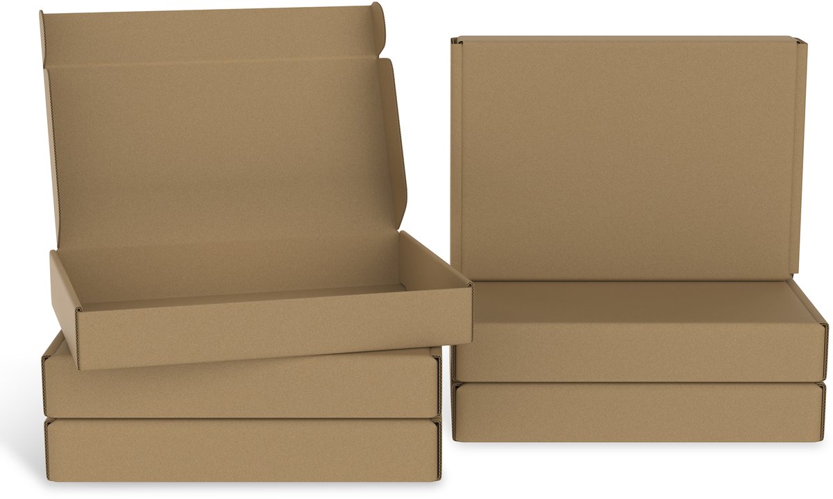 Froadp Verpakking van 20 verpakkingsdozen, vouwdozen, verzenddozen van golfkarton, gemakkelijk opvouwbaar, stabiele structuur, voor verzending, verhuizing, opslag, geschenkverpakking - bruin - 32 x 22 x 5 cm