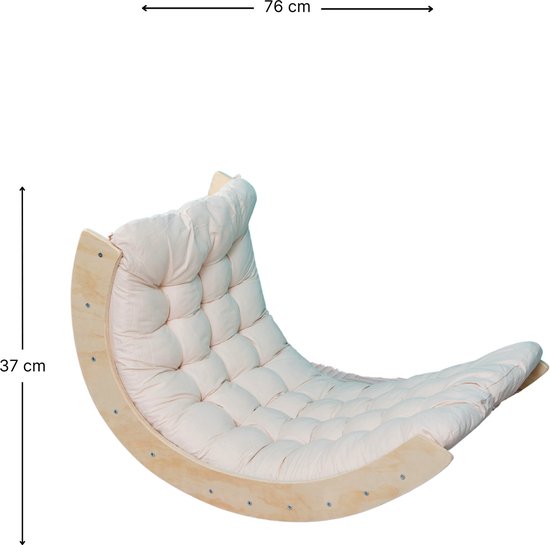 Buxibo Mini Klimboog - Houten Klimboog met Kussen - Montessori Speelgym - 76x47x37 cm - Wit van Buxibo — afbeelding 3