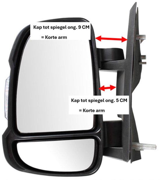 Rétroviseur extérieur Fiat Ducato, Citroen ou Peugeot (GAUCHE), Bras court, Électrique, Chauffant, 16W, Temp. Capteur BJ 2006-présent rétroviseur Camper car