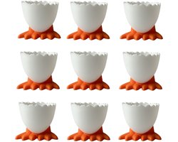 Eierdopjes - 9 stuks - Eierhouder - Eierrek - PP - Eierdoppen - Tafel/keuken artikelen - Eieren Bewaren - Wit