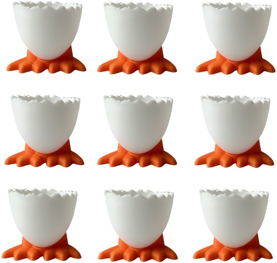 Eierdopjes - 9 stuks - Eierhouder - Eierrek - PP - Eierdoppen - Tafel/keuken artikelen - Eieren Bewaren - Wit