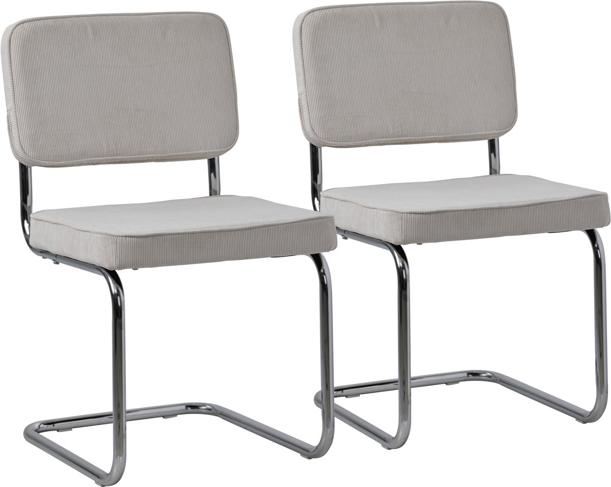 Set van 2 MARIA beige corduroy sledestoelen
