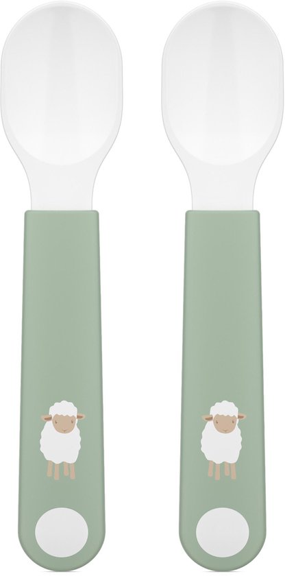 Cuillère d'entraînement Mepal Mio – Set de 2 – Bonne prise en main – Vaisselle pour enfants – Petite Ferme