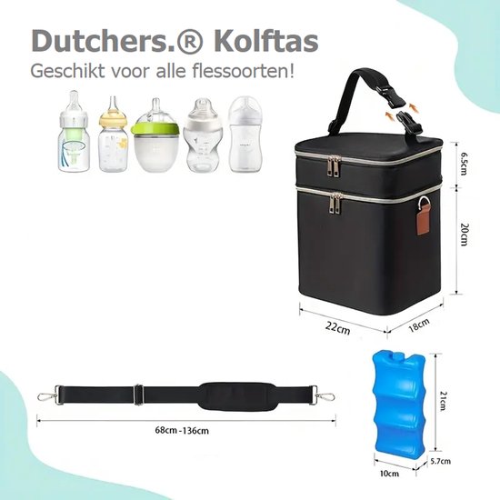 Dutchers.® Kolftas - Dubbel Geïsoleerd - Met Extra Opbergvak - 100% Lekvrij - Koeltas Borstvoeding - Kolftas Moedermelk - Koeltas Baby - Koeltas Kolf - Kolftas - Thermisch Geïsoleerd - Stijlvol & Praktisch - Gemakkelijk mee te nemen en op te bergen! van Dutchers — afbeelding 3