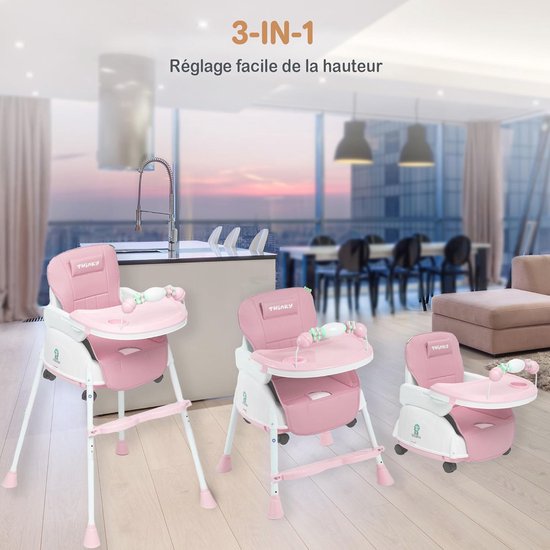 2-in-1 Kinderwagenset - Opvouwbare Eetstoel en Kinderwagen voor Baby's en Peuters - Verstelbare en Draagbare Babystoel - Roze — afbeelding 2