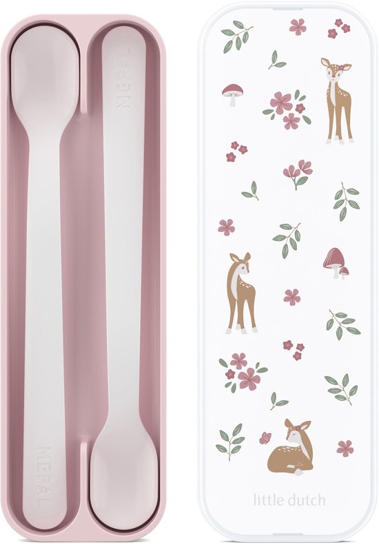 Cuillère bébé Mepal Mio - Set de 2 - Manche long - Vaisselle pour enfants - Garden des Fées