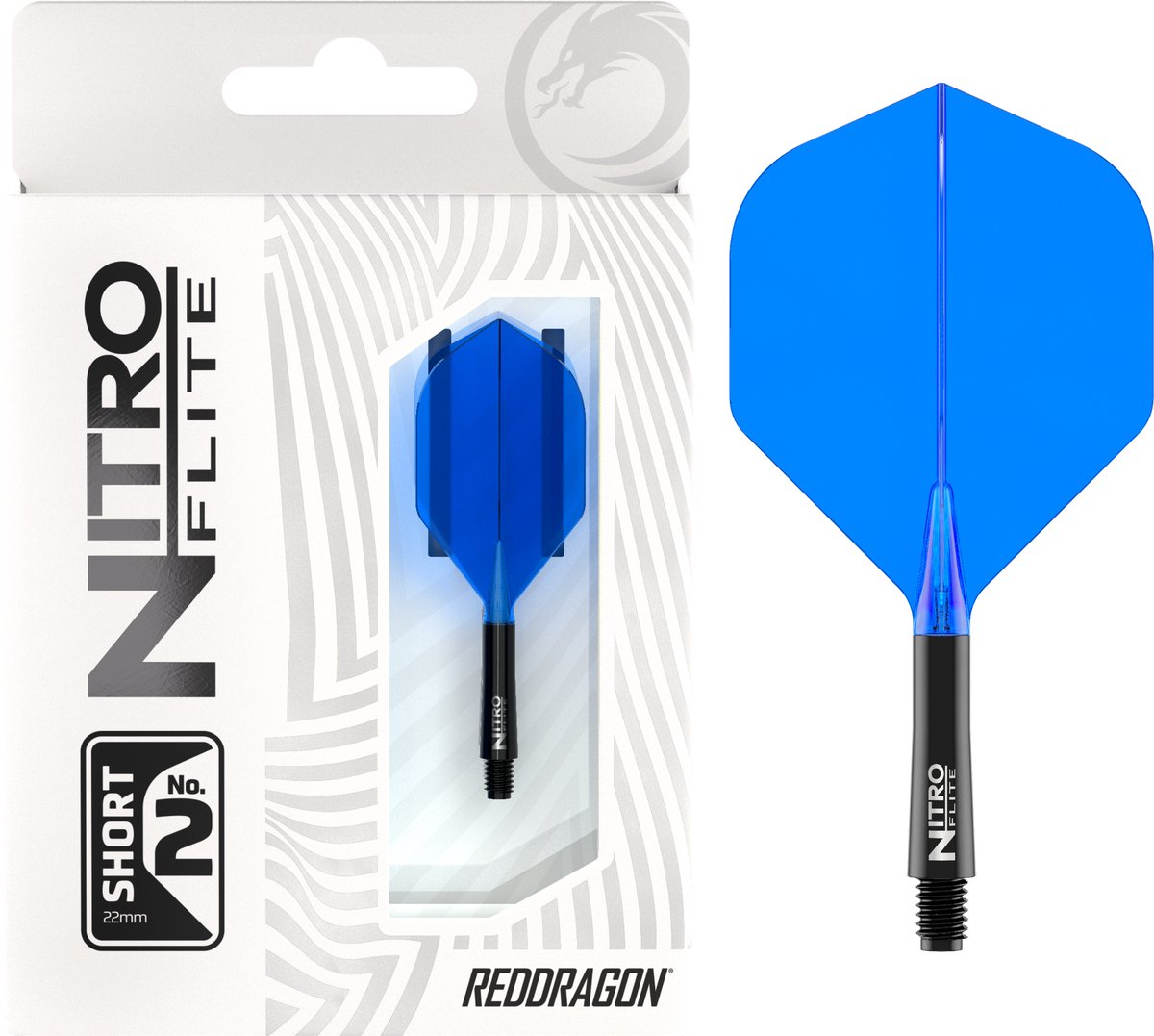 RED DRAGON Darts - Nitro Flite Flight & Shaft - Zwart/Blauw - Kort
