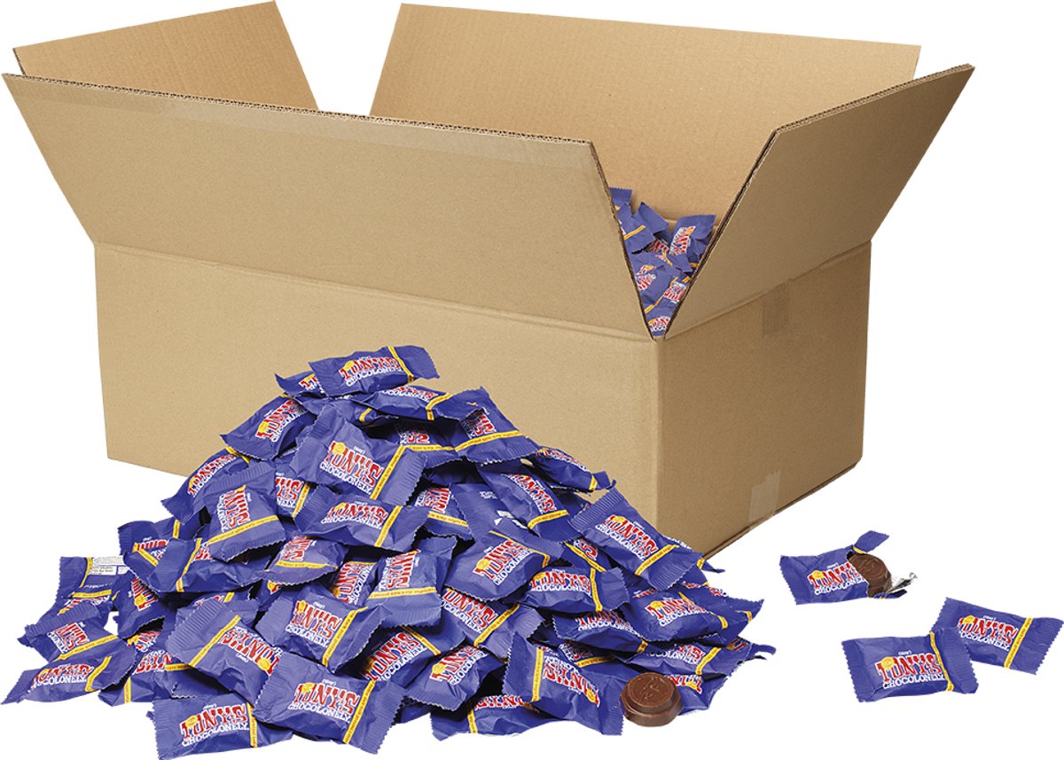 Tony's Chocolonely -Tiny Tony's - Bulk - Chocolade - Donkere melk pretzel toffee - 10 Kilo doos - Fairtrade Belgische Chocola - circa 1112 stuks