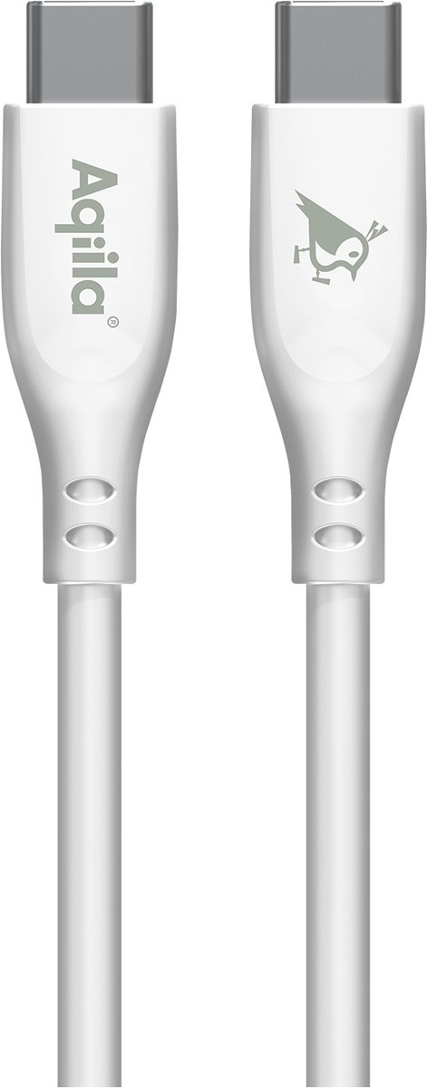 Aqiila Laadkabel, USB-C naar USB-C, 60W, 480Mbps, 1 meter, silicone, Cablebird CS11 Wit
