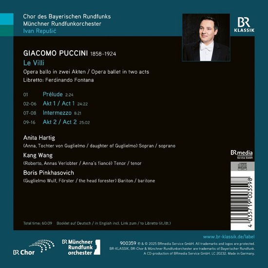 BR Klassik Puccini Le Villi: Giacomo Puccini 1858-1924. Opera album in twee akten. Inclusief liedjeslijst.