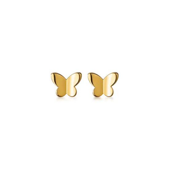 Petites boucles d'oreilles papillon dorées - Koper - Plaqué or - 0,5 cm - Boucles d'oreilles minimalistes pour femme -