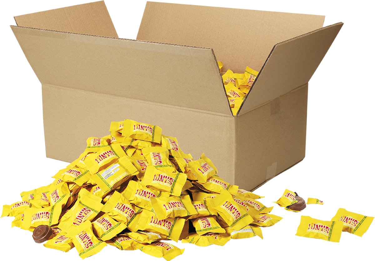 Tony's Chocolonely -Tiny Tony's - Bulk - Chocolade - Melk nougat - 10 Kilo doos - Fairtrade Belgische Chocola - circa 1112 stuks