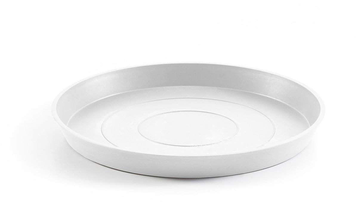 Ecopots Saucer Round - Pure White - Ø50,5 x H3,5 cm - Ronde witte onderschotel met waterreservoir