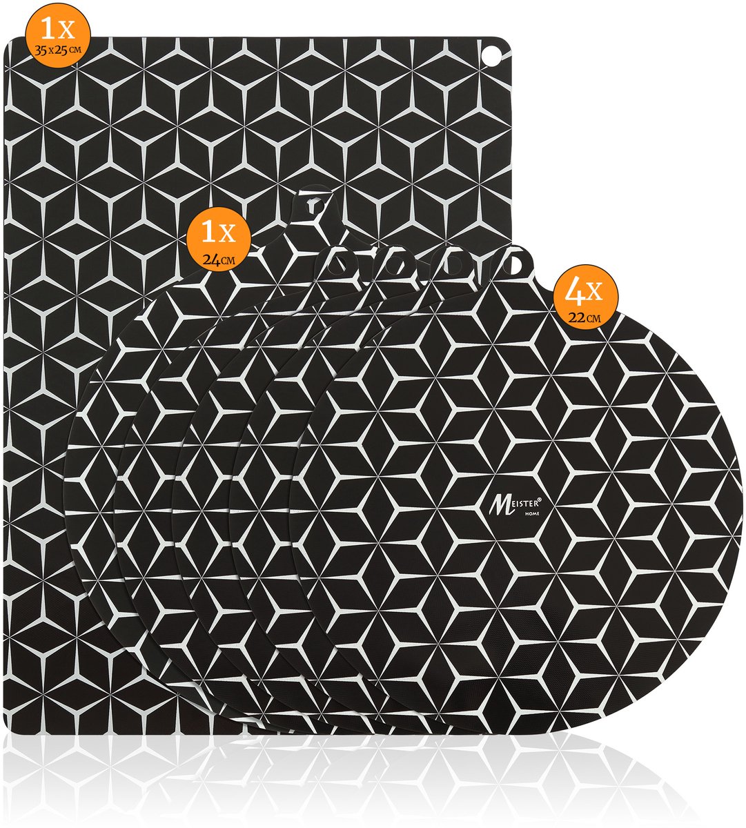 Meisterhome Inductie Beschermer Set – Hittebestendig tot 260 ºC – Panbeschermers - Afdekplaat voor Kookplaat - Inductie Mat Voor Elk Formaat - 6 stuks – Inductie mat – Onderzetter - Geschikt voor Booster Functie - Zwart