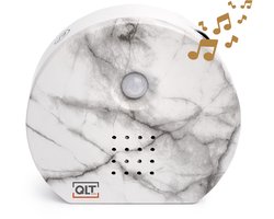QLT Nature Box Huisje met Sensor en 3 Natuurgeluiden – Vogelgeluiden, Oceaangolven en Junglegeluiden – Rond Vogelhuisje Geluidsbox met Hifi – Marmer