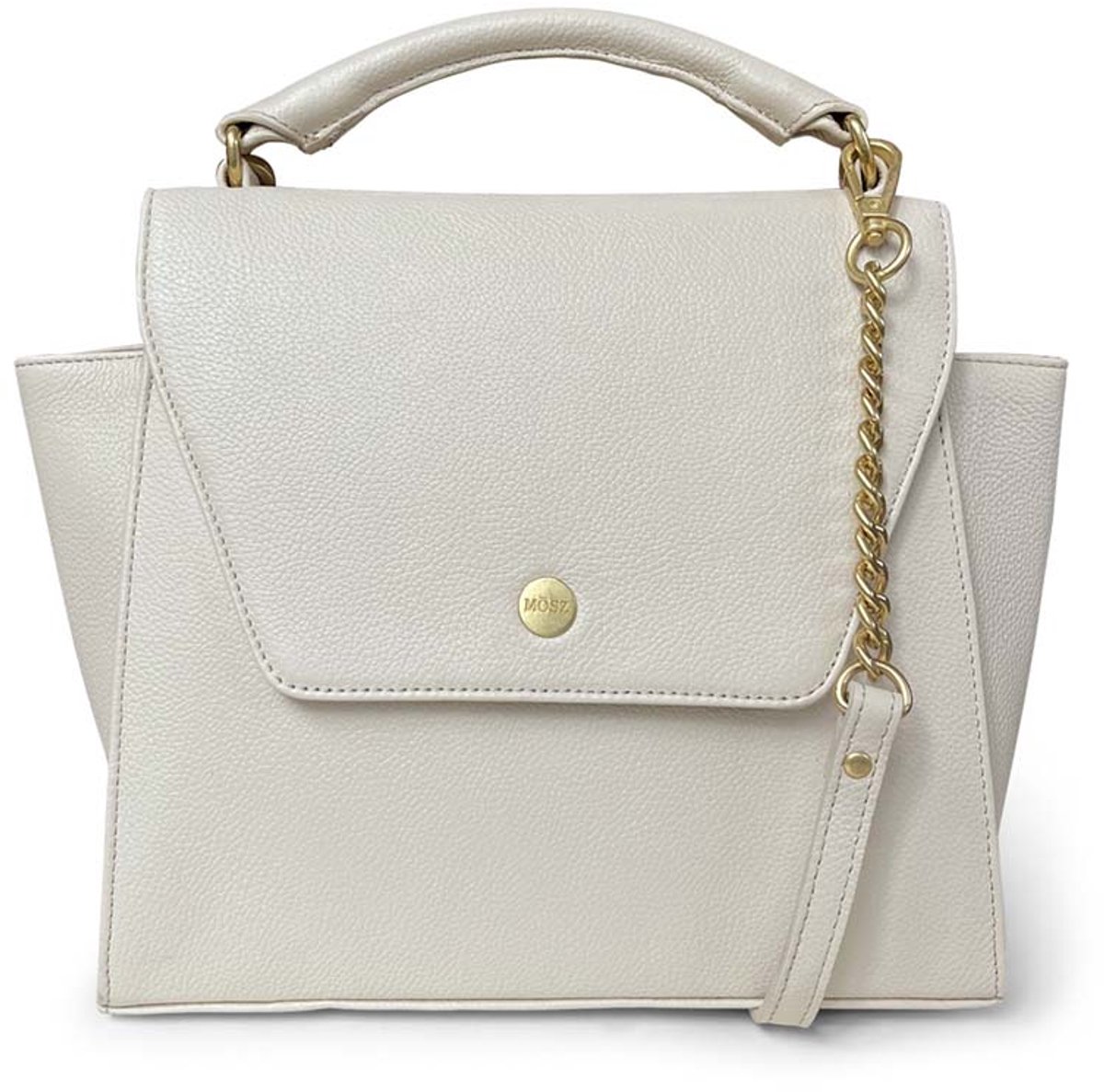 MŌSZ Leren dames handtas - gebroken wit : Schoudertas / crossbody
