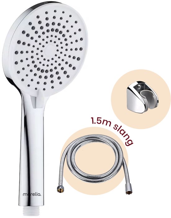 Morelia® Douchekop inclusief Slang - Regendouche met 3 Sproeistanden - Chrome