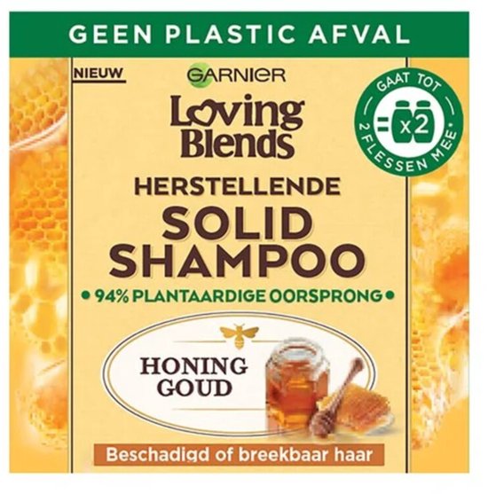 Garnier Loving Blends Solid Shampoo Honing Goud - 1 stuk - Voor Beschadigd of Breekbaar haar