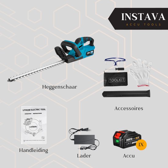 Instava Accu Heggenschaar Incl. 1x Accu (4.0Ah) - Geschikt Voor Makita 18v Accu - 51cm - Incl. Accessoires van Instava — afbeelding 5