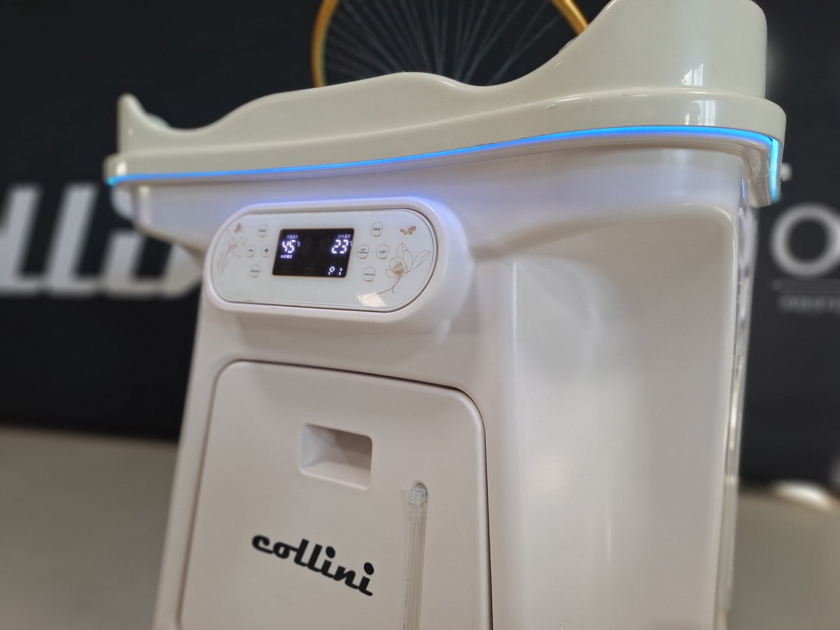 Collini Mobiele Japanse headspa HYDROGLOW inclusief Hoofdstoomer | waterbak & afvalbak geintergreerd, verrijdbaar en wateropslag van 50 liter