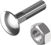 RVS slotbout met moer M12x80 mm per set van 4