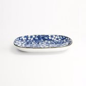 Tokyo Design Studio – Tokyo Blue Sakura – Assiette ovale – Services de table à sushi – 18,7 x 13 cm