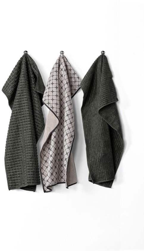 Tiseco Home Studio - Torchon ESSENTIALS - SET/6 - 85% PE, 15% PA - tissu microfibre - ultra absorbant - séchage rapide - matériau résistant - 40x60 cm - Gris foncé