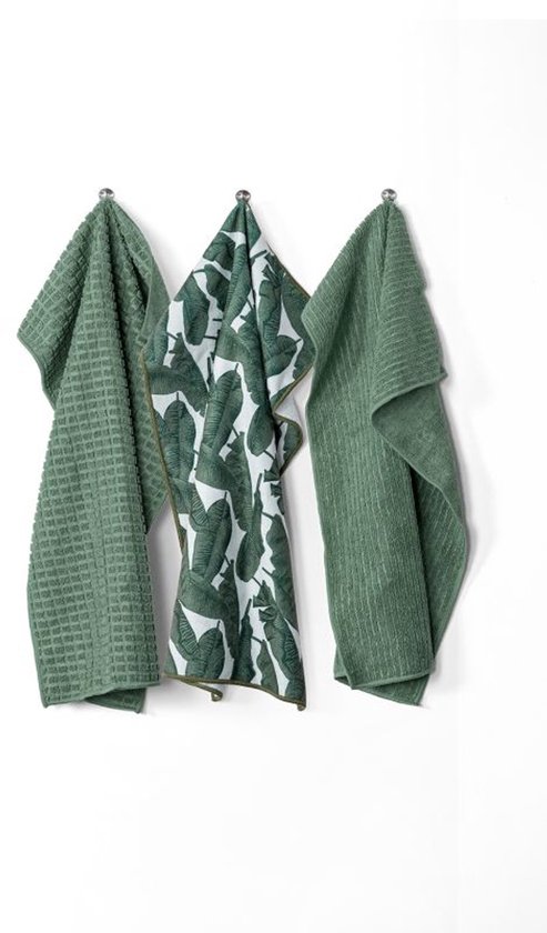 Torchon ESSENTIAL, microfiber 40x60cm, SET/3, stone green