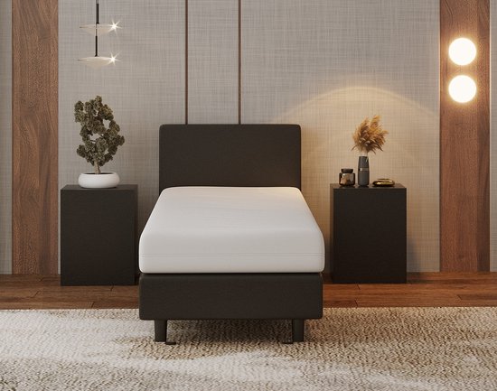 Nessa® - Sommier Boxspring Bjorn 80x200 + matelas Comfort en cuir PU Zwart