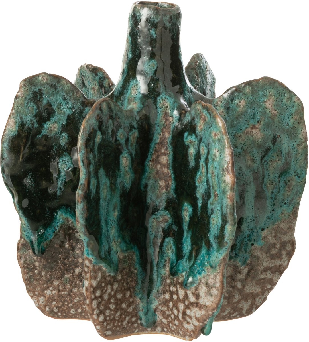 J-Line vaas Naga - keramiek - azuur/bruin - medium - Ø 18 cm Multi