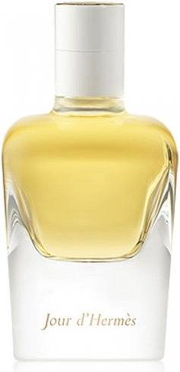 Jour d'Hermès eau de parfum fles met een zachtgele vloeistof en witte dop.