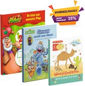 Voorleesboek, educatief boek en schuifboekje voor peuters - Voordeelpakket van 3 kinderboeken voor 2 tot 3 jaar - Voorleesboek Sesamstraat + Schuifboekje Woestijndieren + Educatief boek Kabouter Plop - Interactief speelgoed - Cadeau jongen / meisje