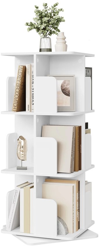 Wulimasun Roterende boekenkast, 4-laags draaiend boekenrek, 360 graden