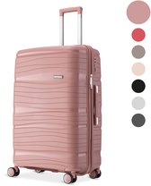 SKYCASES Travelin' Charm – 28-inch Grote Reiskoffer - Cijferslot - 41x24x69 cm - 98L - Lichtgewicht, Waterdicht & Duurzaam - Roze