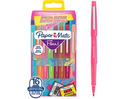 Paper Mate Flair-viltstiften | Medium punt (0,7 mm) | diverse Retrokleuren | 16 stuks