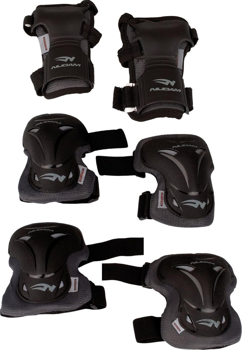 Nijdam Pro-line Beschermset Deluxe – Senior – Zwart/Zilvergrijs – XL