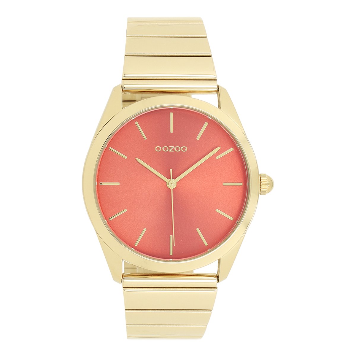 OOZOO Timepieces - Goudkleurige horloge met roestvrijstalen armband roestvrijstalen armband - C11518