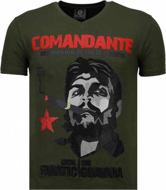 Che Guevara Comandante - Rhinestone T-shirt - Groen