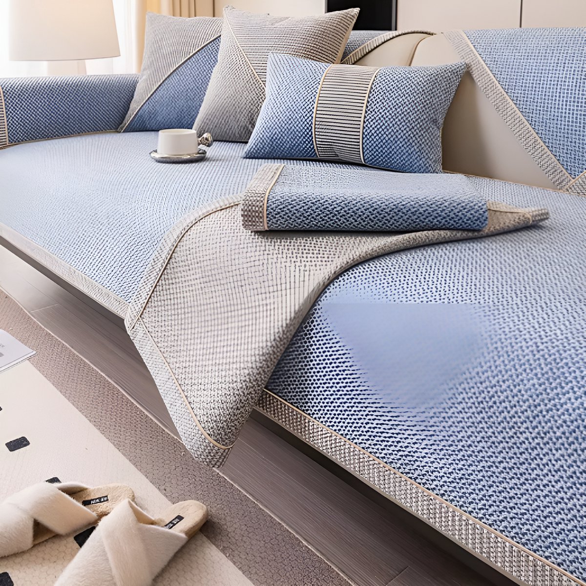 E-Shop4u Bankhoezen - D-Luxe Bankhoes - 70x70cm - Blauw