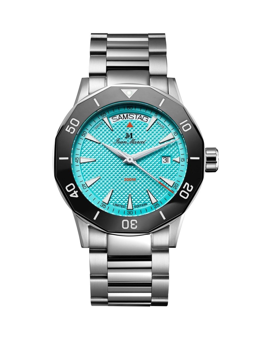 Jean Marcel Tropical Diver - horloge - turquois - stalen band - 42 mm
