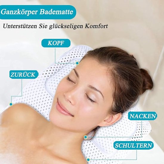 Badkussen Voor Het Hele Lichaam - Antislip, Verwijderbaar En Wasbaar Bubbelmat Comfortabel Nekkussen Met Sterke Zuignappen Roze Kleur