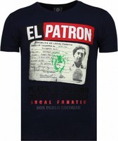 Local Fanatic El Patron Narcos Billionaire - T-shirt strass - Bleu El Patron Narcos Billionaire - T-shirt strass - T-shirt homme blanc Taille S