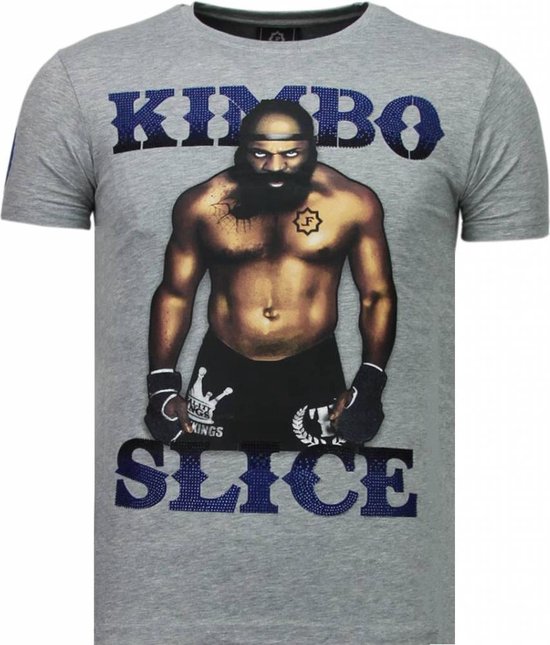 Local Fanatic Kimbo Slice - T-shirt strass - Gris Kimbo Slice - T-shirt strass - T-shirt homme blanc Taille S