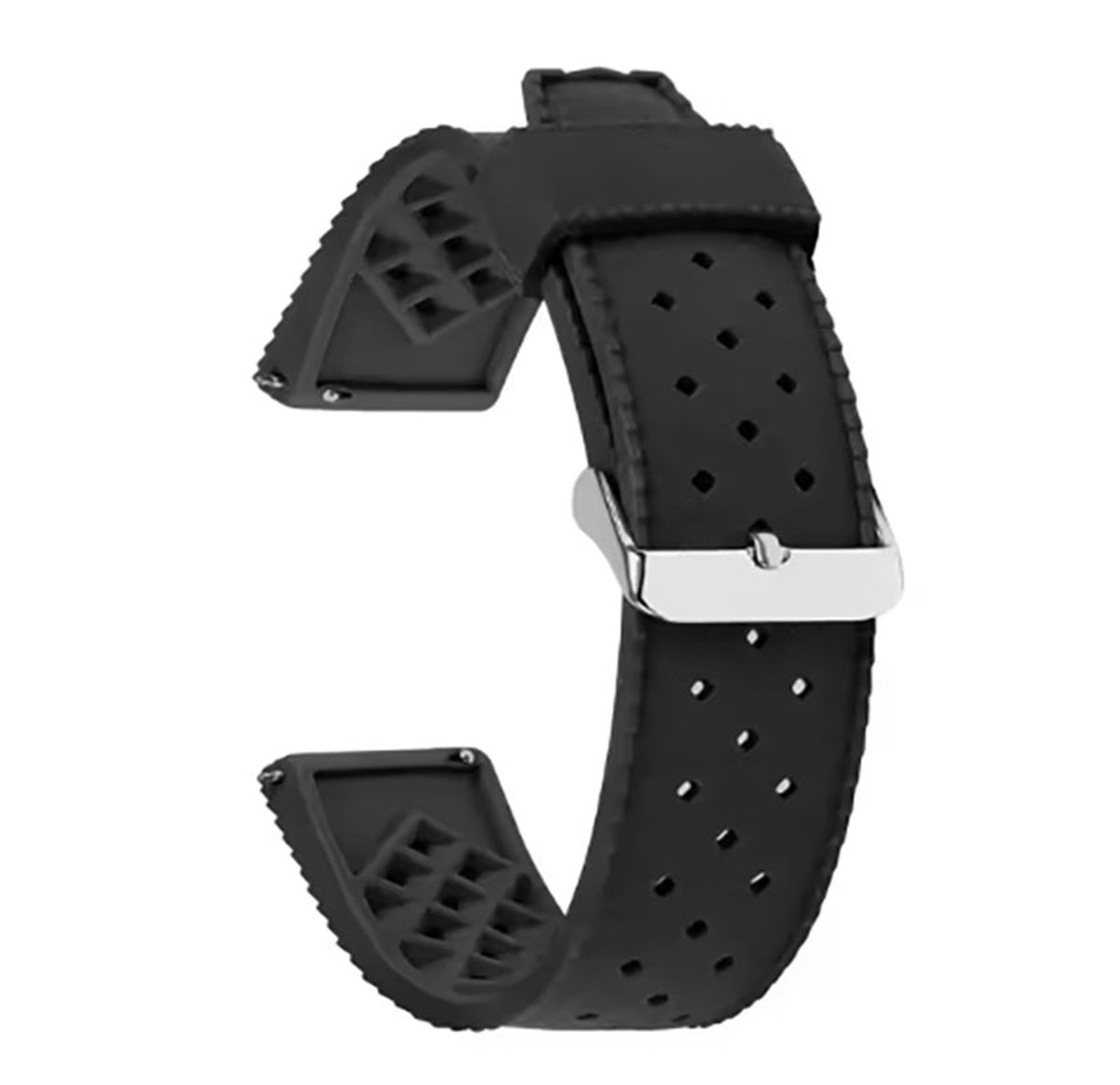 Actie4you® - Tropische Stijl - Horlogebandje Siliconen - Mand Motief - Universeel - Horloge Band - Makkelijk Zelf te Monteren - 20MM - Zwart