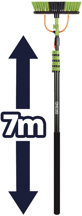 BREND BR-2237 Telescopische Wasborstel Uitschuifbaar tot 7 Meter – 5-Delige Waterborstel met Zeepdispenser – Voor Gevels, Dakpannen en Zonnepanelen