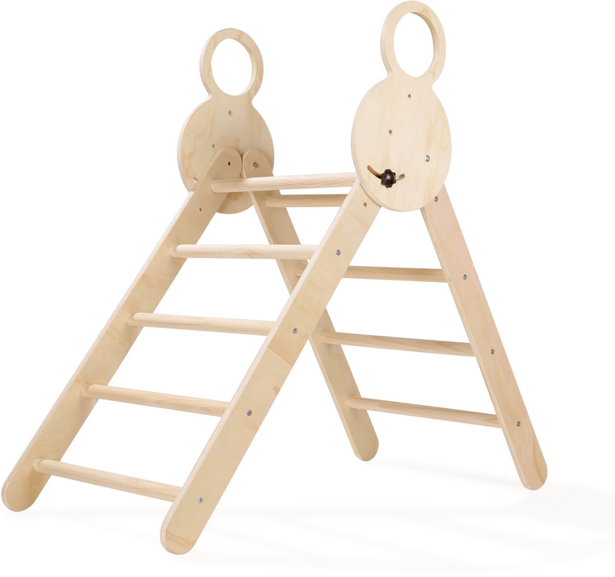 Buxibo Mini Klimrek – Houten Klimrek met Klimboog & Klimhelling met Glijbaan – Montessori Speelgym voor Binnen – 176x47x68 cm – Naturel — afbeelding 11