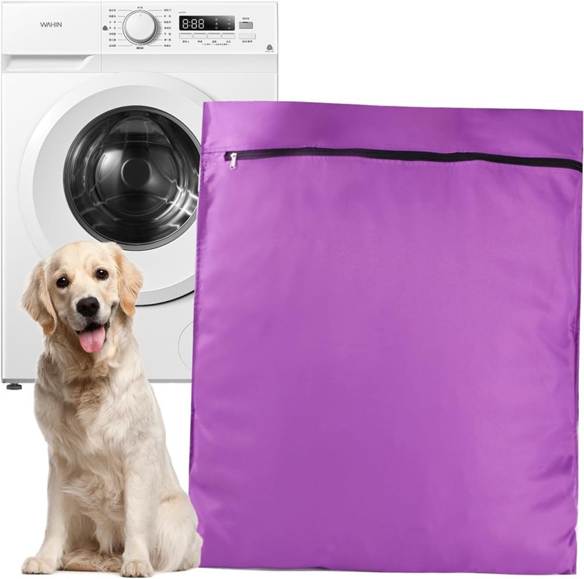 Goedkoopste Waszakken voor huisdieren - Waszakken van twill polyester - Grote waszakken met rits - Voorkomt dat waszakken verstopt raken door dierenhaar - Waszakken voor huisdierendekens - Geweldig voor honden en katten (70x80cm) - Paars-L
