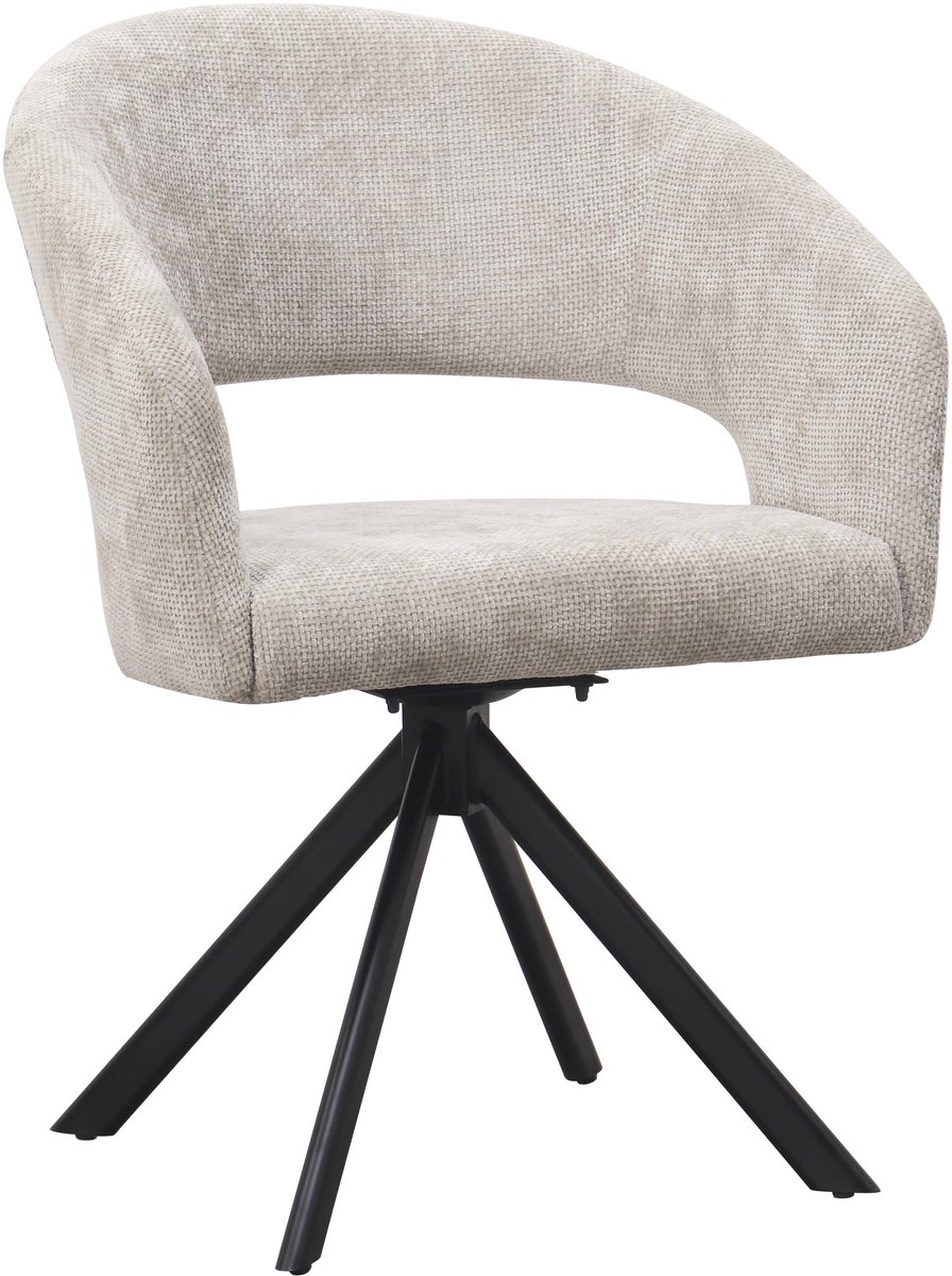 Ams Living® Eetkamerstoel Draaibaar | Ronde afwerking | Stof | Kleur Licht Grijs | Eettafel Stoelen | Design Stoelen Eettafel